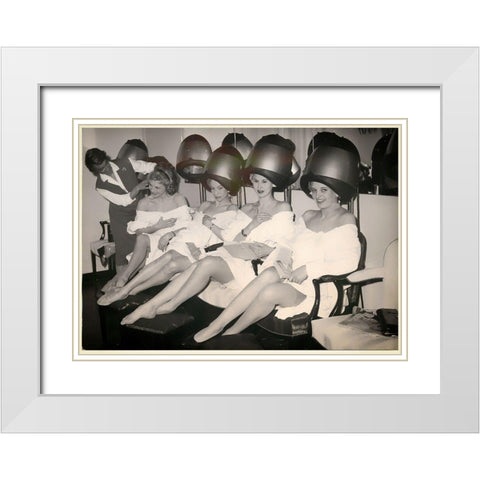 Beauty Salon BW White Modern Wood Framed Art Print with Double Matting by Vintage Apple Collection