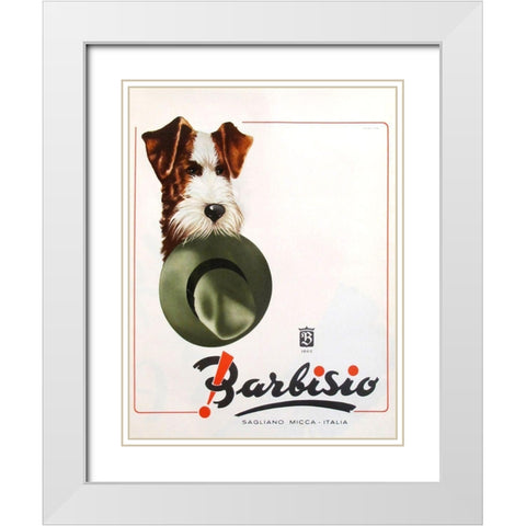 Dog Hat White Modern Wood Framed Art Print with Double Matting by Vintage Apple Collection