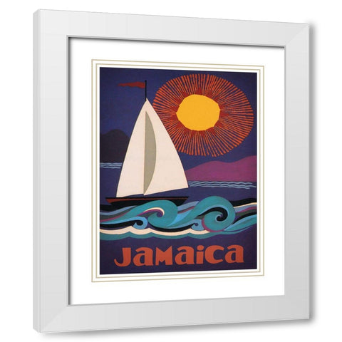 Jamaica White Modern Wood Framed Art Print with Double Matting by Vintage Apple Collection