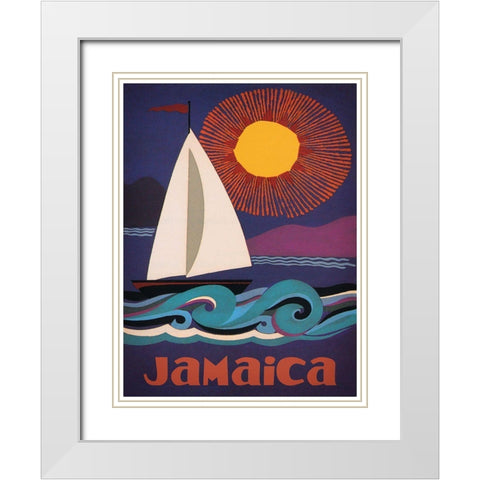 Jamaica White Modern Wood Framed Art Print with Double Matting by Vintage Apple Collection