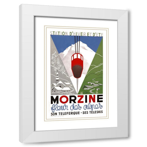 Morzine White Modern Wood Framed Art Print with Double Matting by Vintage Apple Collection