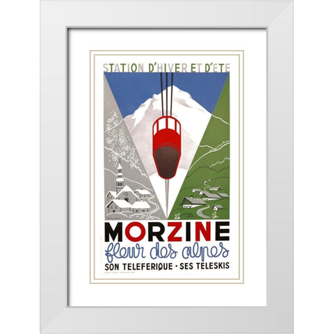 Morzine White Modern Wood Framed Art Print with Double Matting by Vintage Apple Collection