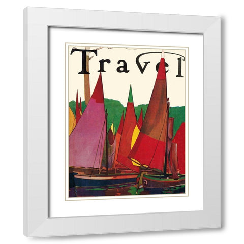 Sailboats II White Modern Wood Framed Art Print with Double Matting by Vintage Apple Collection