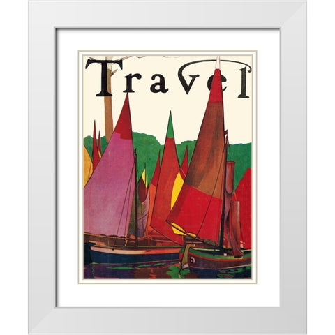 Sailboats II White Modern Wood Framed Art Print with Double Matting by Vintage Apple Collection