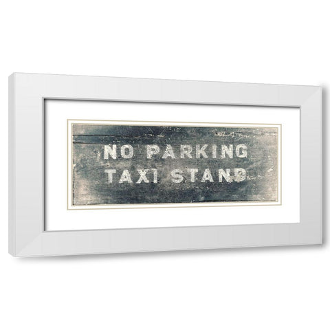 Taxi Stand White Modern Wood Framed Art Print with Double Matting by Vintage Apple Collection