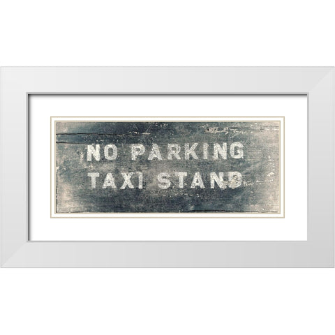 Taxi Stand White Modern Wood Framed Art Print with Double Matting by Vintage Apple Collection