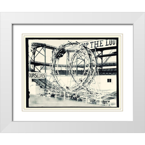 Vintage Coney Island White Modern Wood Framed Art Print with Double Matting by Vintage Apple Collection