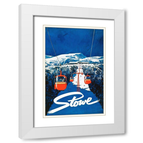 Vintage Ski Poster White Modern Wood Framed Art Print with Double Matting by Vintage Apple Collection