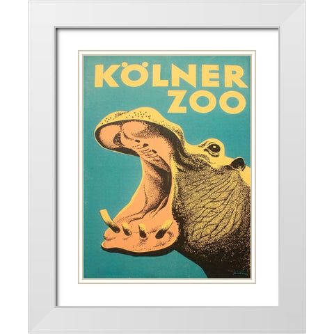 Vintage Zoo White Modern Wood Framed Art Print with Double Matting by Vintage Apple Collection