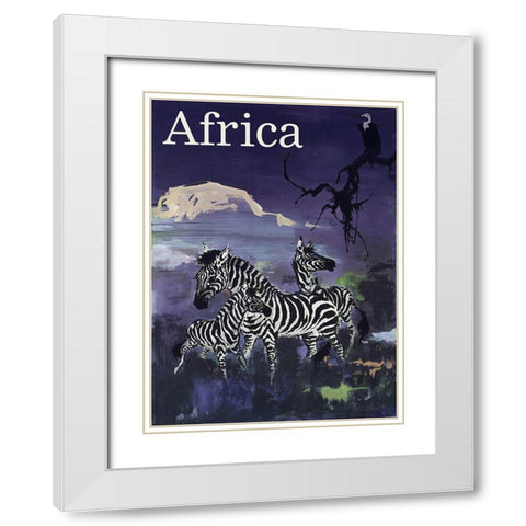 africa_zebras White Modern Wood Framed Art Print with Double Matting by Vintage Apple Collection