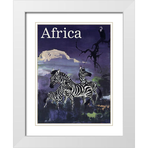 africa_zebras White Modern Wood Framed Art Print with Double Matting by Vintage Apple Collection