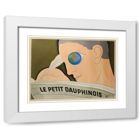 artdeco_french_newspaper White Modern Wood Framed Art Print with Double Matting by Vintage Apple Collection