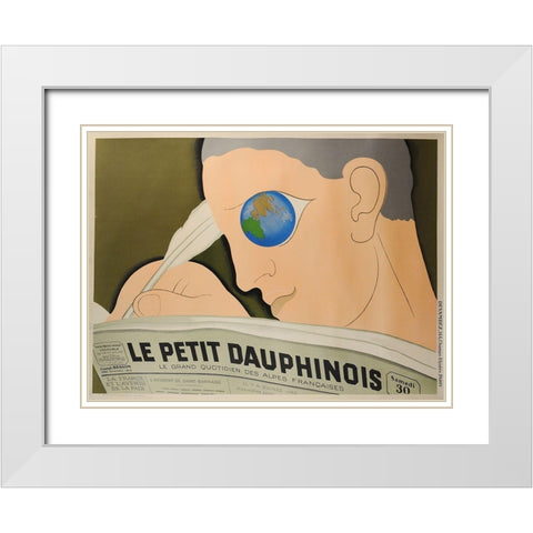 artdeco_french_newspaper White Modern Wood Framed Art Print with Double Matting by Vintage Apple Collection