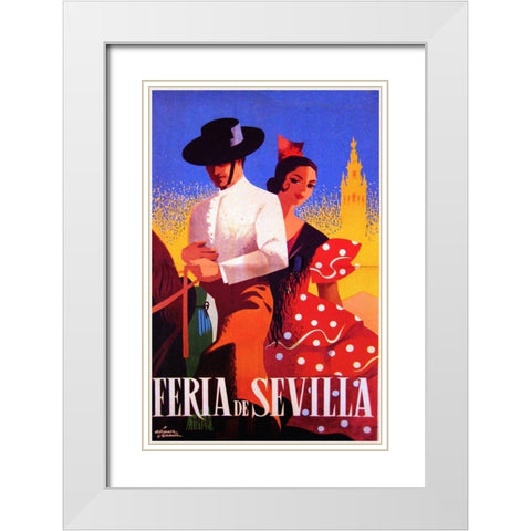 feria_sevilla White Modern Wood Framed Art Print with Double Matting by Vintage Apple Collection