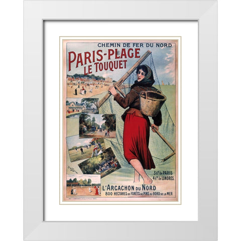 paris_plage_le_touquet White Modern Wood Framed Art Print with Double Matting by Vintage Apple Collection