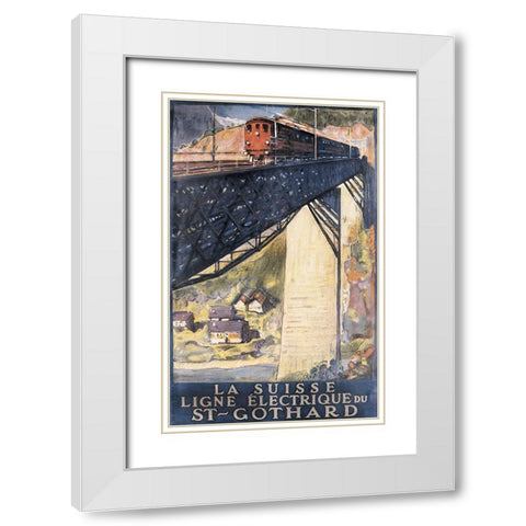 suisse_st_gothard_line White Modern Wood Framed Art Print with Double Matting by Vintage Apple Collection