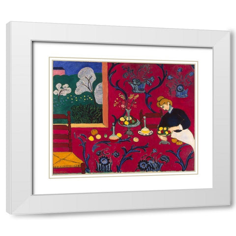 Harmony in Red Matisse White Modern Wood Framed Art Print with Double Matting by Vintage Apple Collection