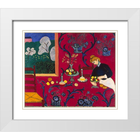 Harmony in Red Matisse White Modern Wood Framed Art Print with Double Matting by Vintage Apple Collection