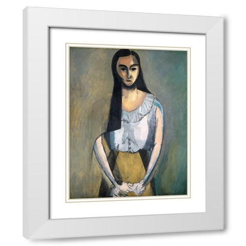 Italian Woman White Modern Wood Framed Art Print with Double Matting by Vintage Apple Collection