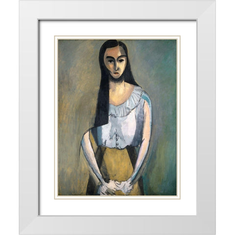 Italian Woman White Modern Wood Framed Art Print with Double Matting by Vintage Apple Collection