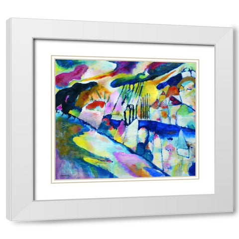 Kandinsky Paesaggio con Pioggia White Modern Wood Framed Art Print with Double Matting by Vintage Apple Collection