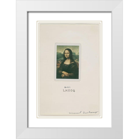 Marcel Duchamp - L.H.O.O.Q. Shaved White Modern Wood Framed Art Print with Double Matting by Vintage Apple Collection