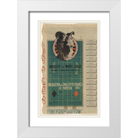 Marcel Duchamp - Monte Carlo Bond White Modern Wood Framed Art Print with Double Matting by Vintage Apple Collection