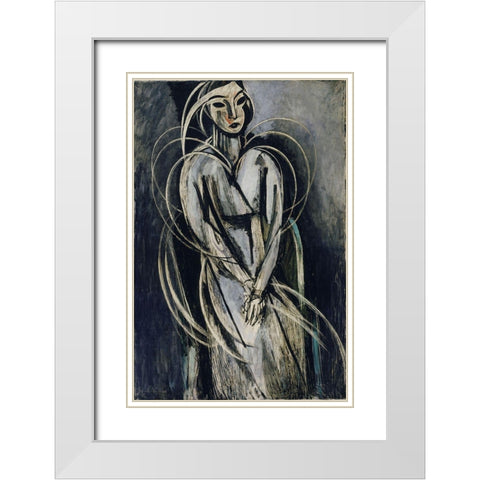 matisse portrait of yvonne landsberg 1914 White Modern Wood Framed Art Print with Double Matting by Vintage Apple Collection