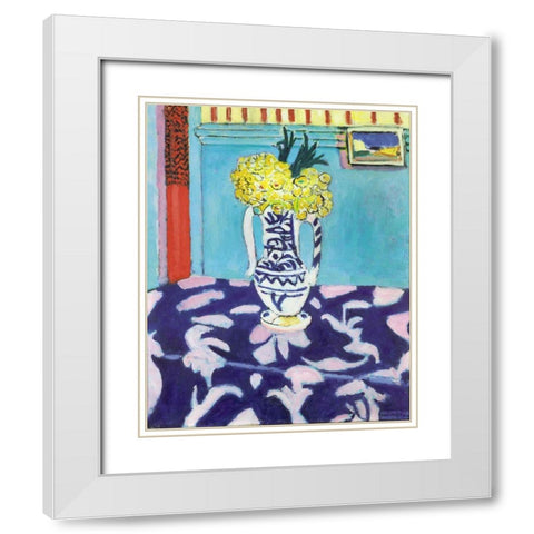 Matisse Table White Modern Wood Framed Art Print with Double Matting by Vintage Apple Collection