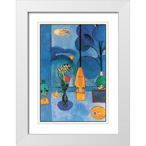 matisse_blueroom White Modern Wood Framed Art Print with Double Matting by Vintage Apple Collection