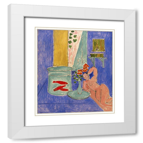 matisse_goldfishandsculpture White Modern Wood Framed Art Print with Double Matting by Vintage Apple Collection