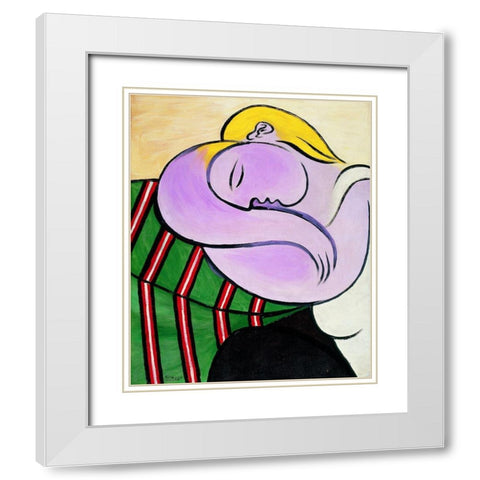 Picasso Woman with Yellow Hair White Modern Wood Framed Art Print with Double Matting by Vintage Apple Collection