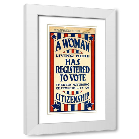 Woman Vote White Modern Wood Framed Art Print with Double Matting by Vintage Apple Collection