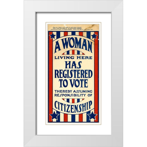 Woman Vote White Modern Wood Framed Art Print with Double Matting by Vintage Apple Collection