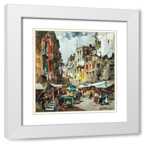 giordano_market_in_naples White Modern Wood Framed Art Print with Double Matting by Vintage Apple Collection