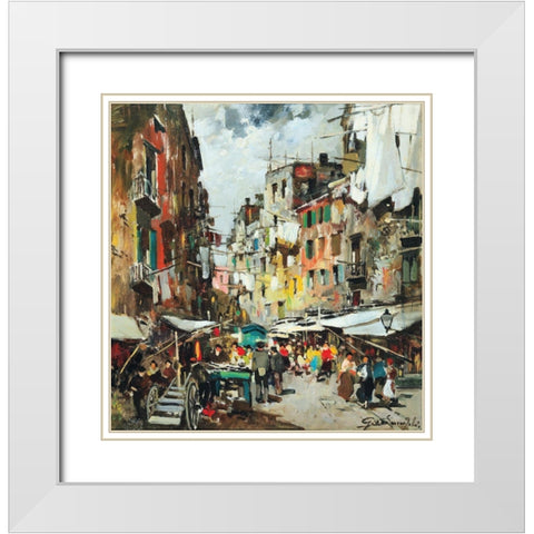 giordano_market_in_naples White Modern Wood Framed Art Print with Double Matting by Vintage Apple Collection