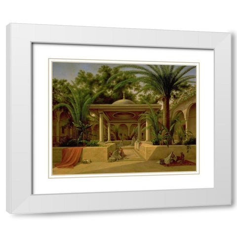 Khabanija_fountain_cairo_1845 White Modern Wood Framed Art Print with Double Matting by Vintage Apple Collection