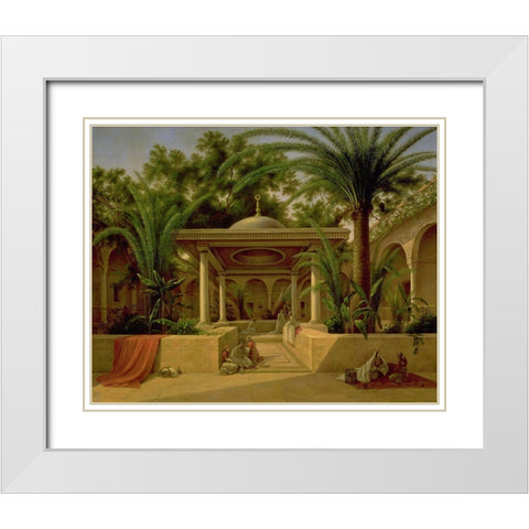 Khabanija_fountain_cairo_1845 White Modern Wood Framed Art Print with Double Matting by Vintage Apple Collection