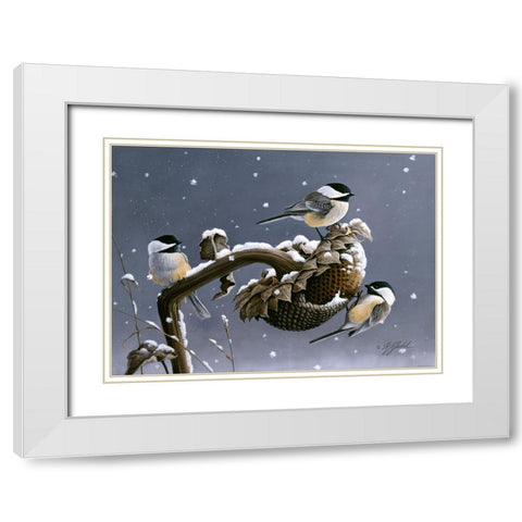 Winter Trio White Modern Wood Framed Art Print with Double Matting by Goebel, Wilhelm