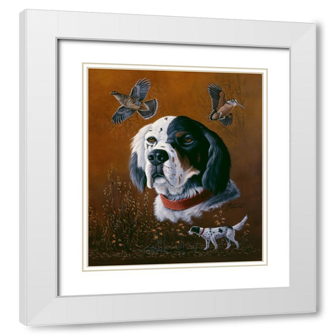 English Setter White Modern Wood Framed Art Print with Double Matting by Goebel, Wilhelm