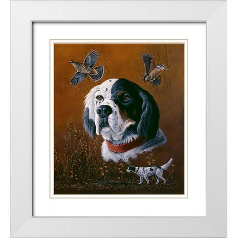 English Setter White Modern Wood Framed Art Print with Double Matting by Goebel, Wilhelm