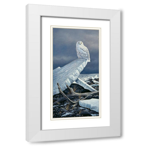 Lakeshore Ice White Modern Wood Framed Art Print with Double Matting by Goebel, Wilhelm