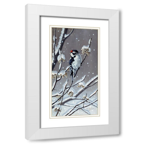 Winter Berries White Modern Wood Framed Art Print with Double Matting by Goebel, Wilhelm