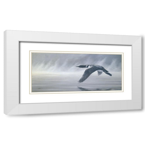 Misty Flight White Modern Wood Framed Art Print with Double Matting by Goebel, Wilhelm
