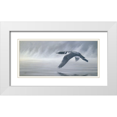 Misty Flight White Modern Wood Framed Art Print with Double Matting by Goebel, Wilhelm