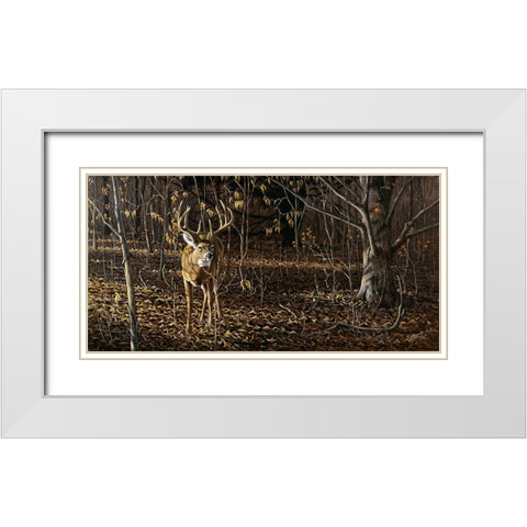 Sneaking Through - Whitetail White Modern Wood Framed Art Print with Double Matting by Goebel, Wilhelm
