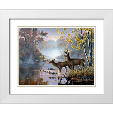 Mist On The River White Modern Wood Framed Art Print with Double Matting by Goebel, Wilhelm