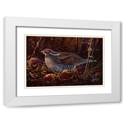 Autumn Apples And Grouse White Modern Wood Framed Art Print with Double Matting by Goebel, Wilhelm