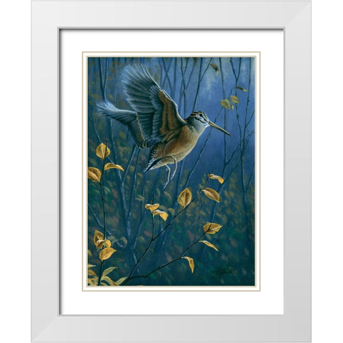 Woodcock On The Wing White Modern Wood Framed Art Print with Double Matting by Goebel, Wilhelm