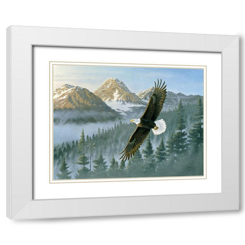 Soaring Eagle White Modern Wood Framed Art Print with Double Matting by Goebel, Wilhelm